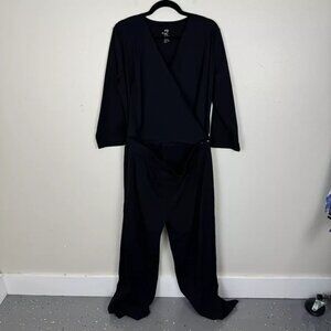 ADAY Black Long-Sleeve Wrap Jumpsuit